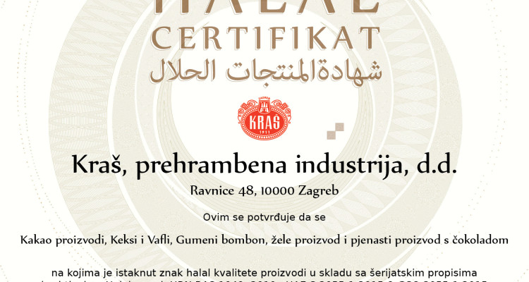 Kraš Halal certifikat